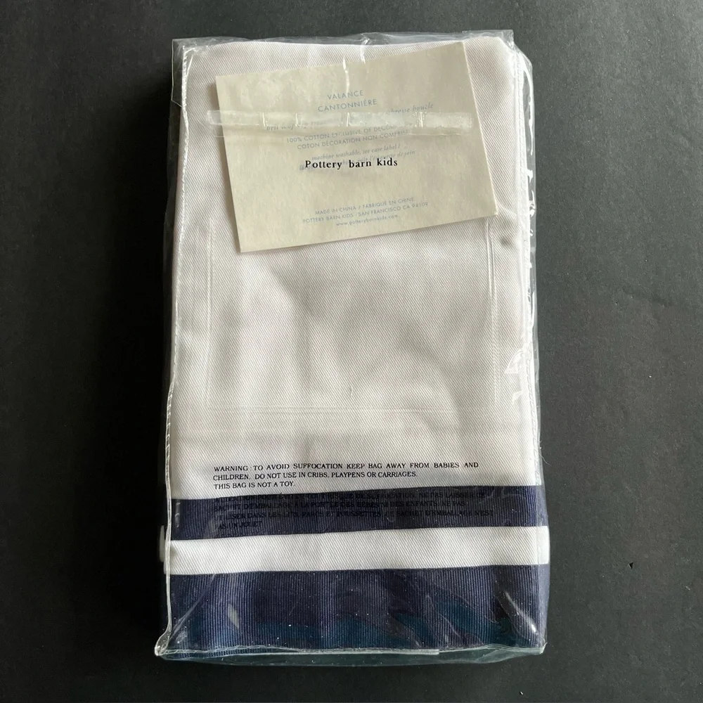 Pottery Barn Kids Harper Valance Navy White 44” x 18” Coastal New